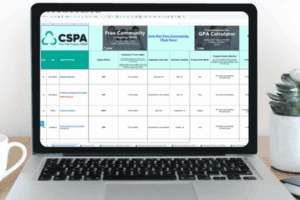 Free CRNA School Data Sheet by CRNA School Prep Academy open on a laptop